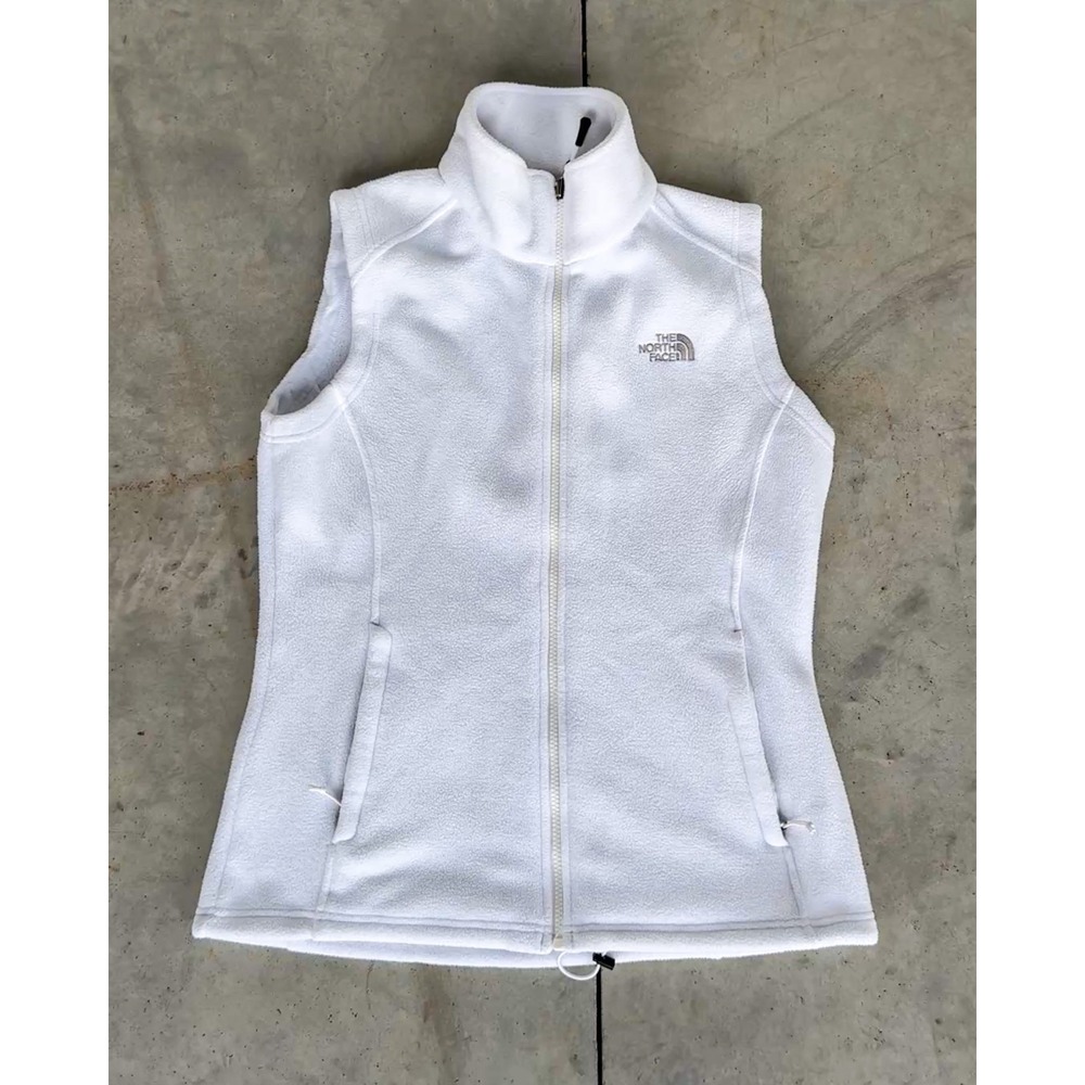 The North Face TKA 100 White Fleece Full Zip Vest FlashDry Womens Medium A37J